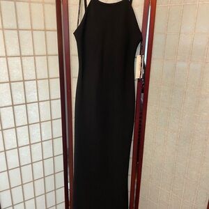 Black spaghetti strap formal